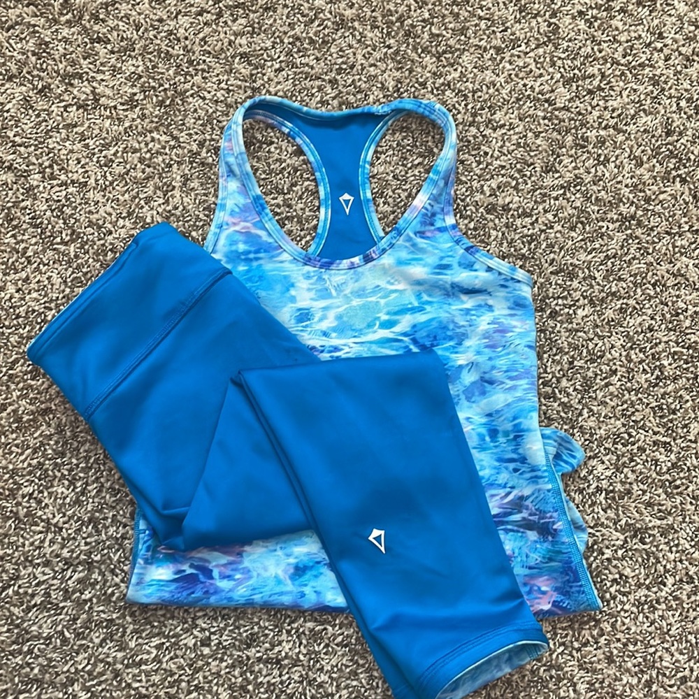 Kids Blue Athletic Tank and Leggings Set